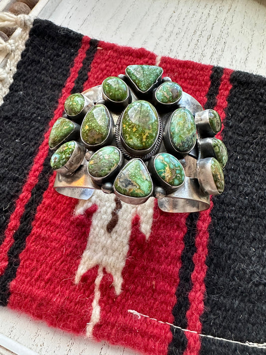 Handcrafted Sterling Silver & Sonoran Gold Turquoise Cuff Bracelet By B Johnson /