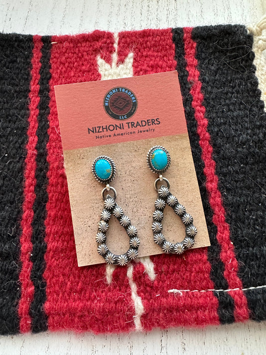 “Turquoise Spirit” Handcrafted Turquoise & Sterling Silver Dangle Earrings Signed