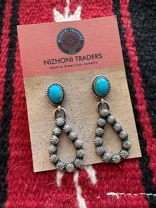 “Turquoise Spirit” Handcrafted Turquoise & Sterling Silver Dangle Earrings Signed