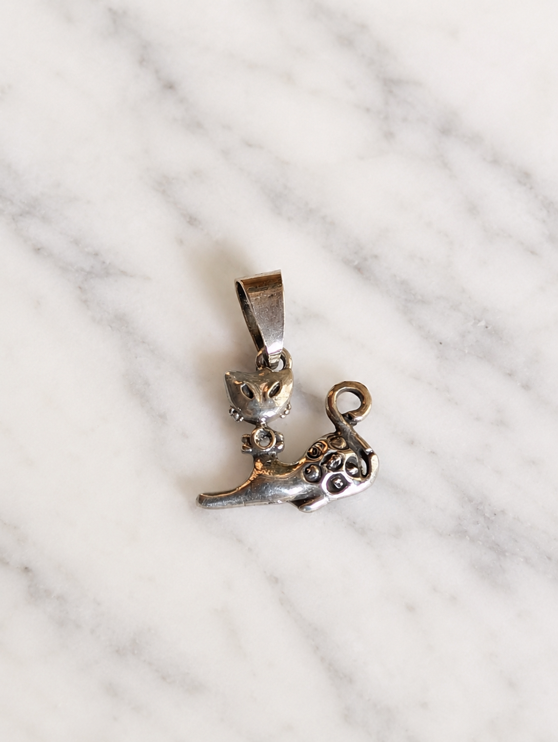 Fancy Cat Sterling Silver Pendant