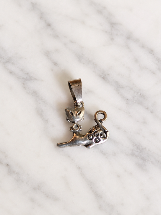 Fancy Cat Sterling Silver Pendant