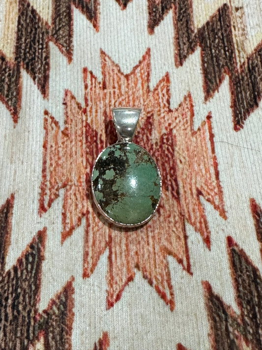Handcrafted Sterling Silver Turquoise Pendant Signed