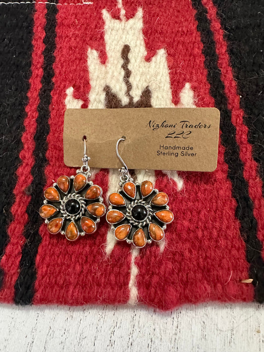 HALLOWEEN COLLECTION Nizhoni Black Onyx, Orange Mojave & Sterling Silver Dangle Earrings
