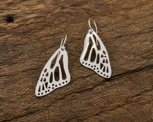 Monarch Wing Sterling Silver Earrings