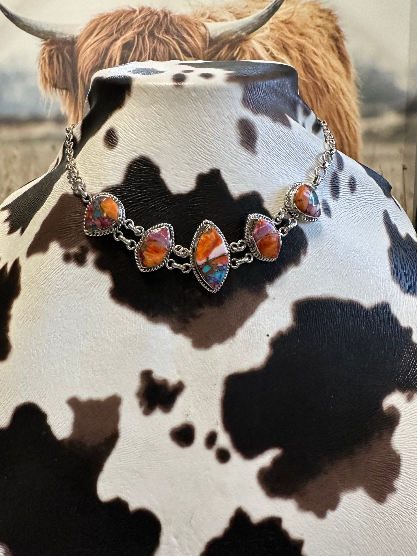 Handmade Sterling Silver & Pink Dream Necklace & Earrings Set Signed Nizhoni