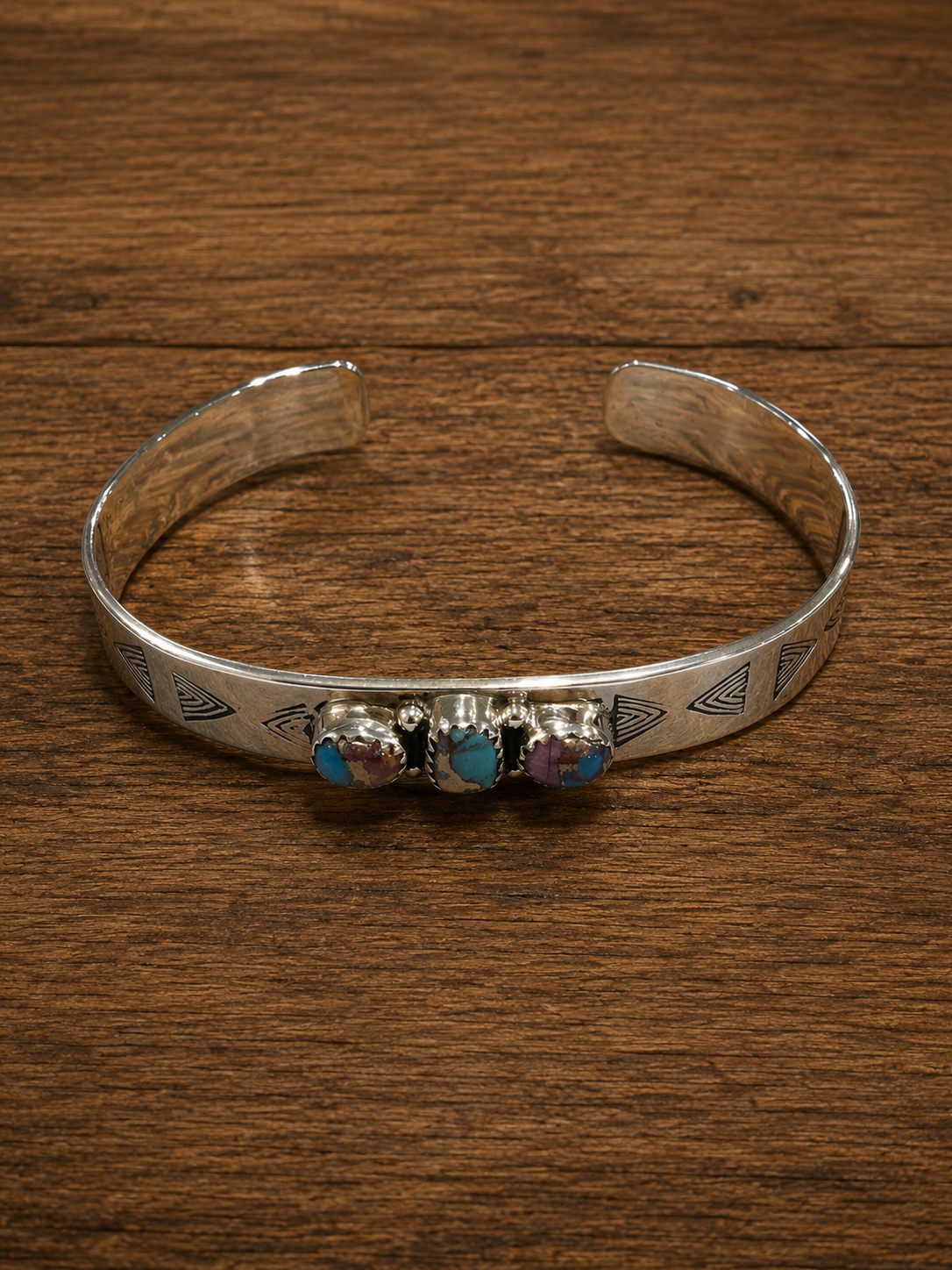 Handmade Sterling Silver & Pink Dream Mojave Cuff Bracelet