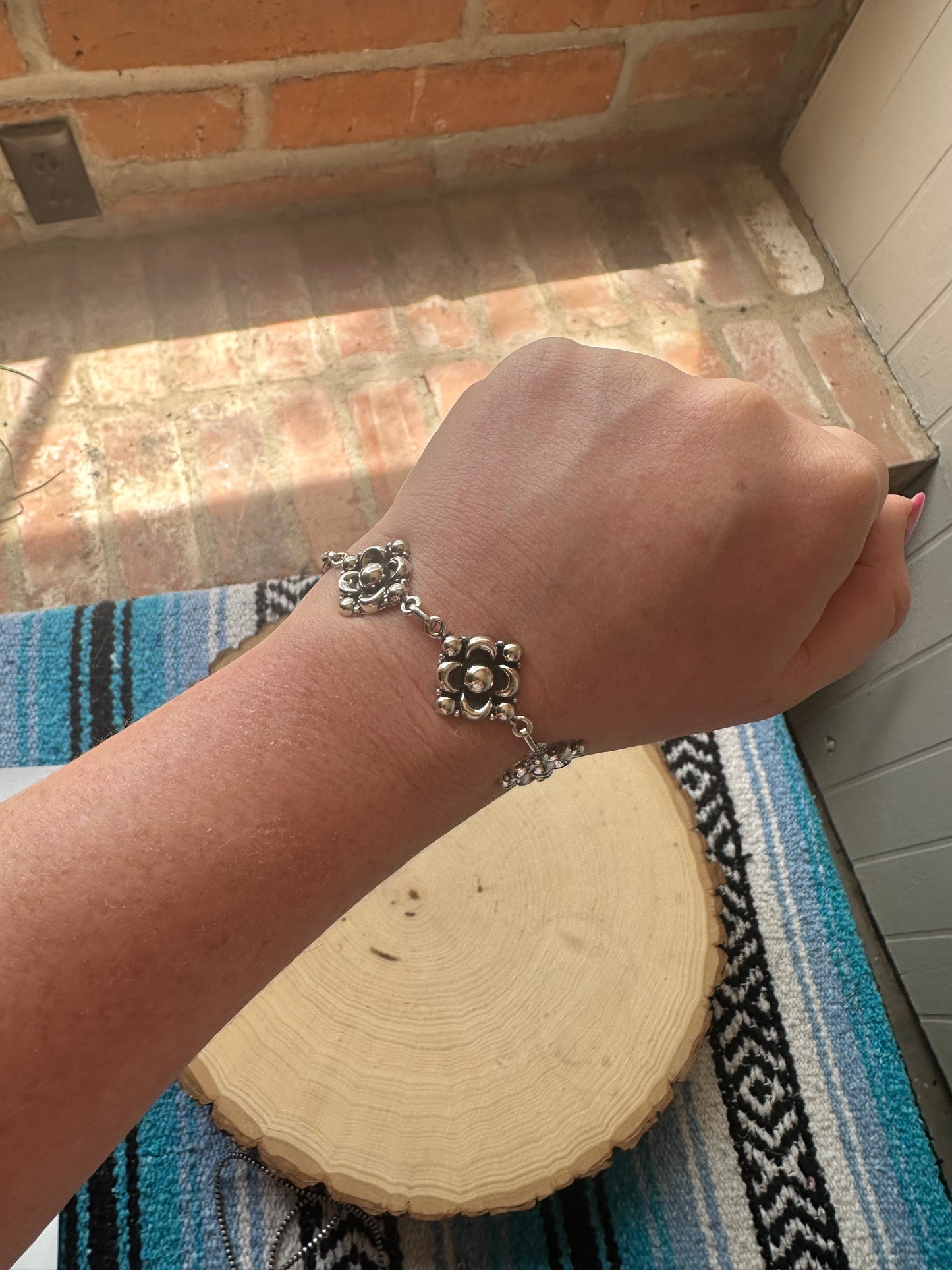 Handmade Sterling Silver Ball Square Bracelet