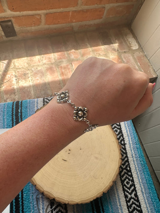 Handmade Sterling Silver Ball Square Bracelet
