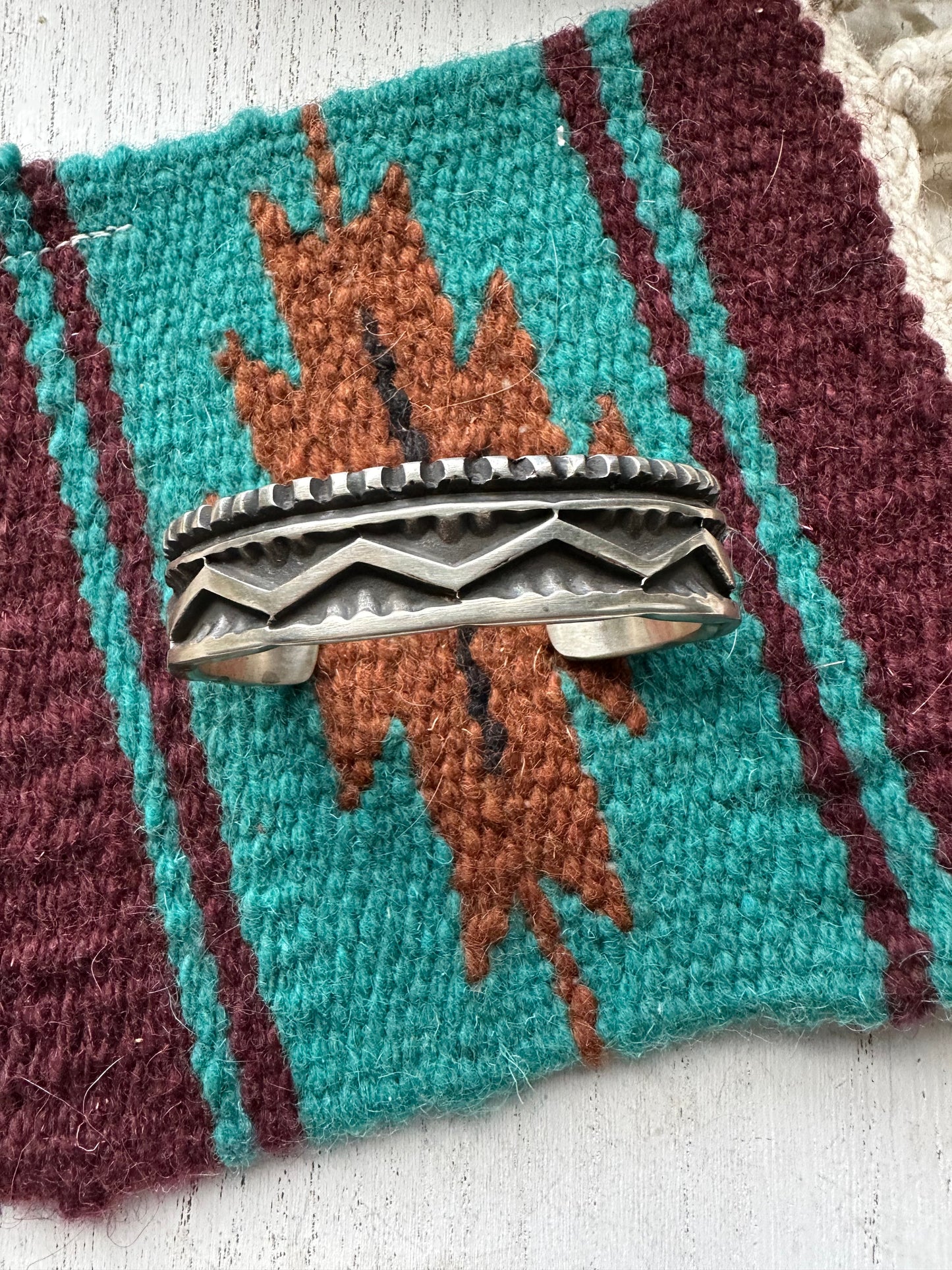 Elvira Bill Navajo Sterling Silver Cuff Bracelet Signed