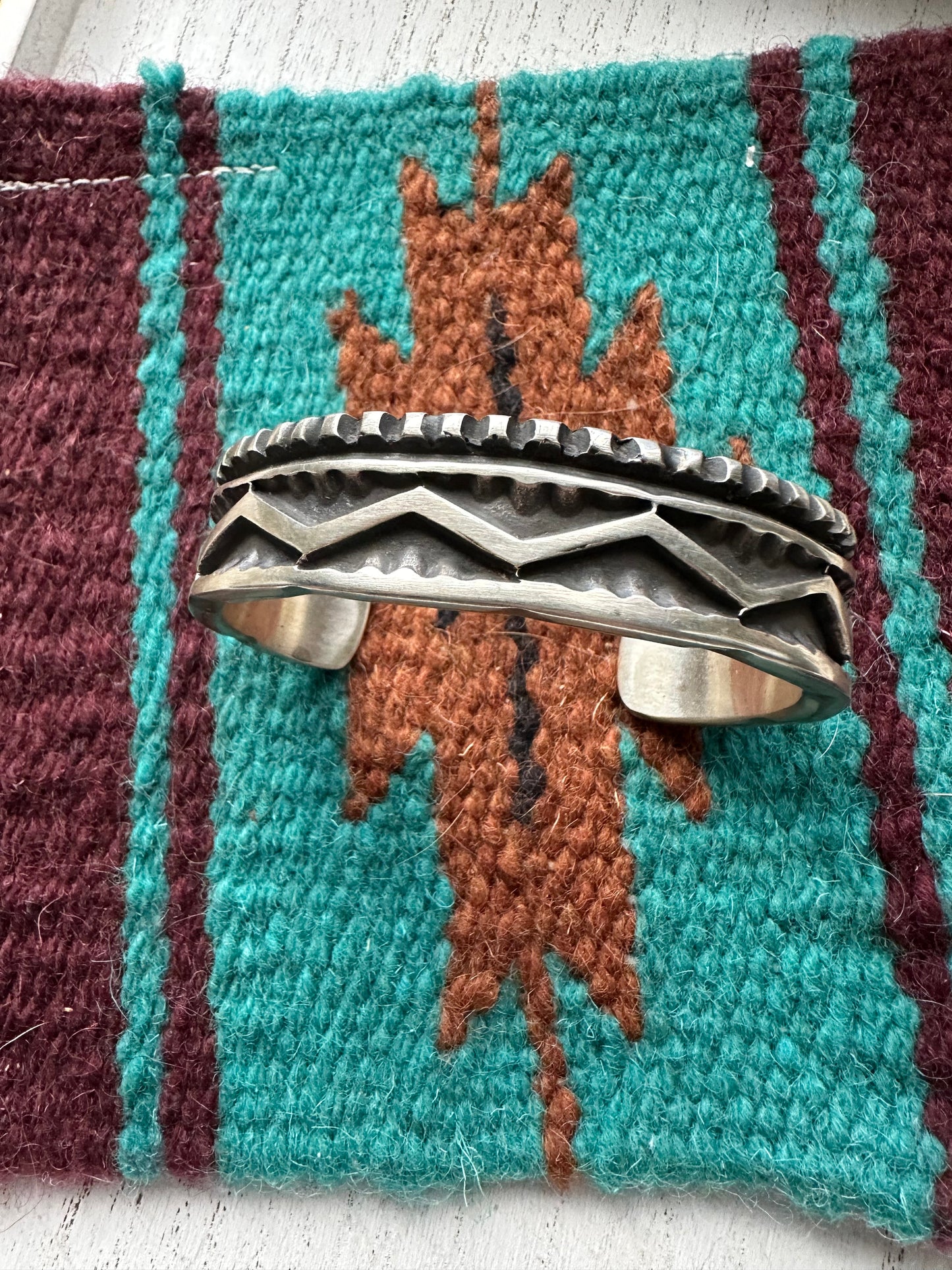 Elvira Bill Navajo Sterling Silver Cuff Bracelet Signed