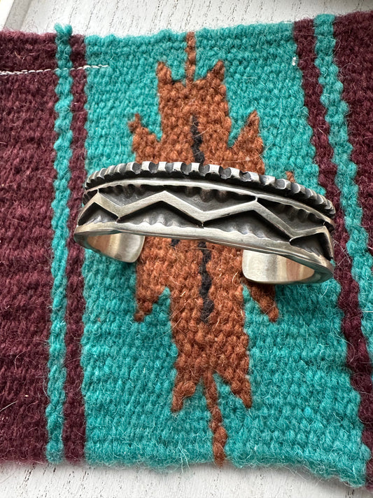 Elvira Bill Handcrafted Sterling Silver Cuff Bracelet Signed