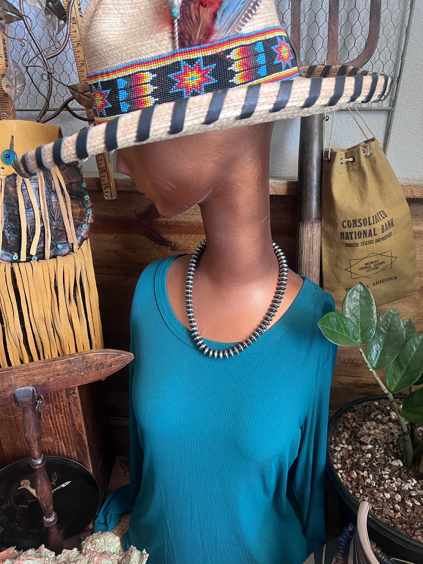 Handcrafted 11mm Sterling Silver Saucer Pearl Bead Necklace by Michelle Jameson, 19-1/2 inches