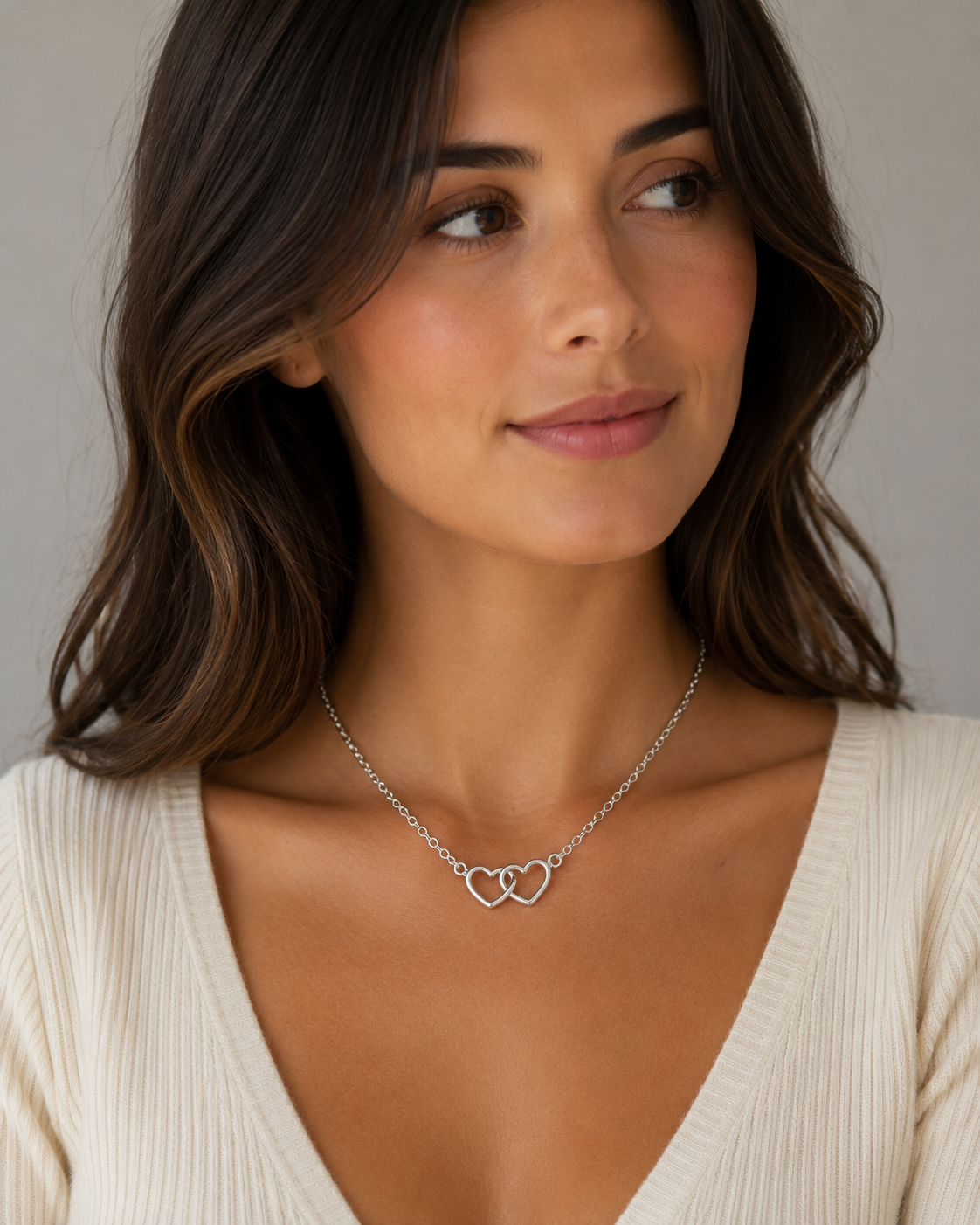 Linked Heart Sterling Silver Necklace