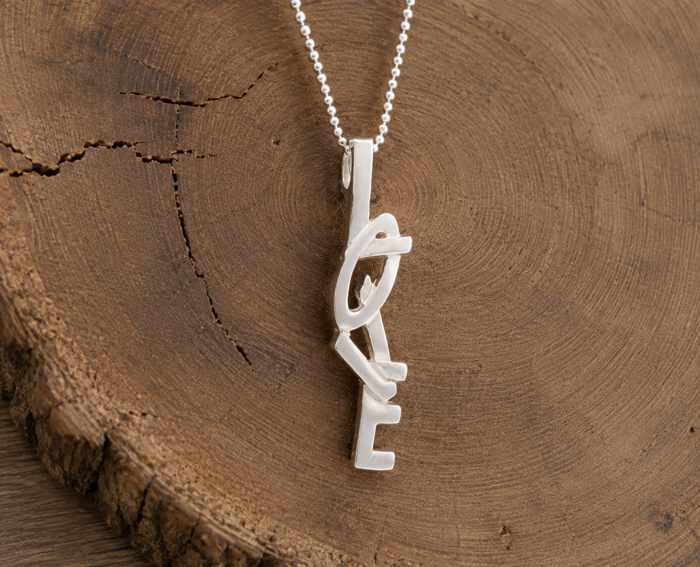 Love Pendant Sterling Silver Necklace