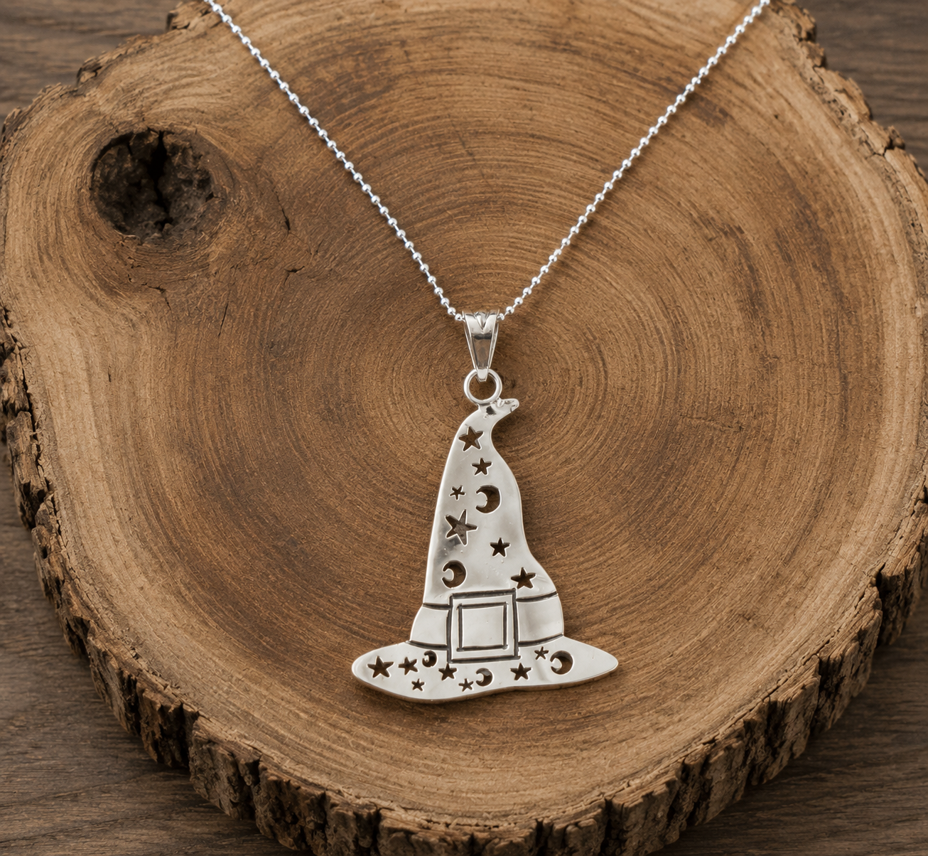 Witch or Wizard Hat Sterling Silver Necklace