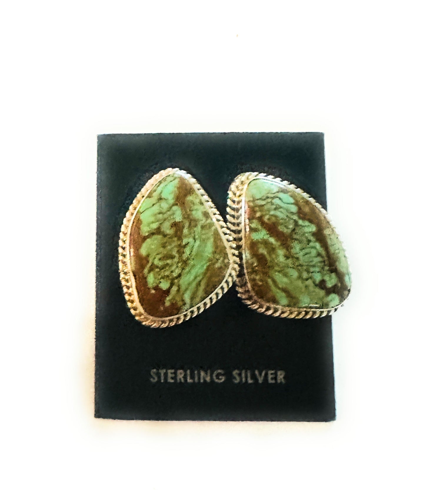 Handcrafted Variscite and Sterling Silver Post Earrings