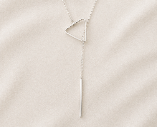Pendulum Lariat with Triangle Finish Sterling Silver Necklace