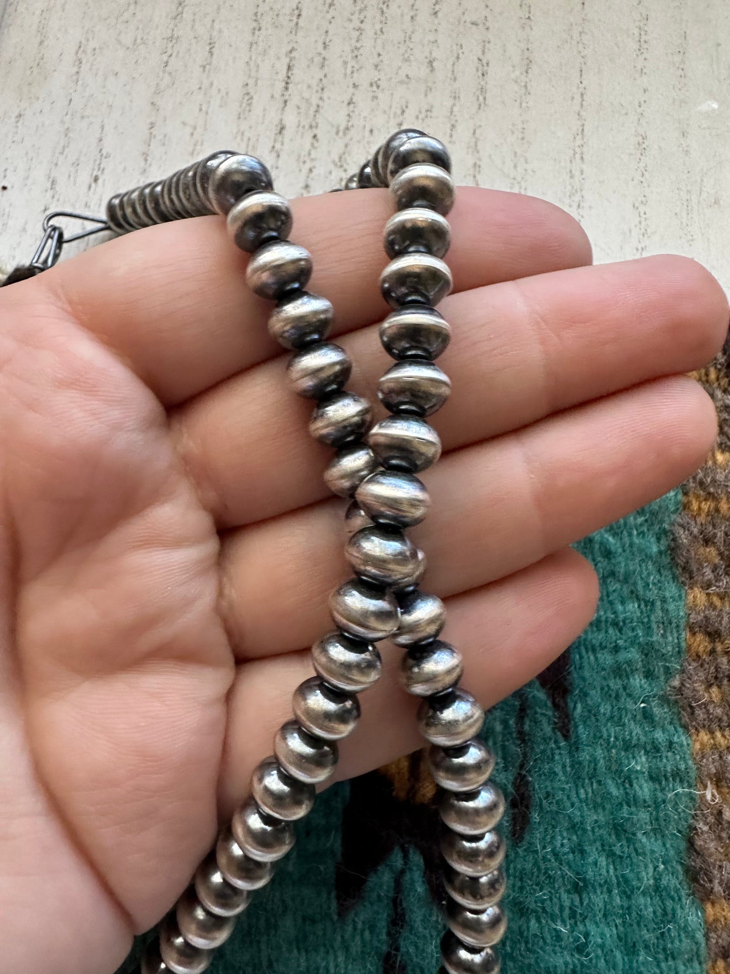 Handcrafted Sterling Silver Saucer 6mm Beaded Necklace