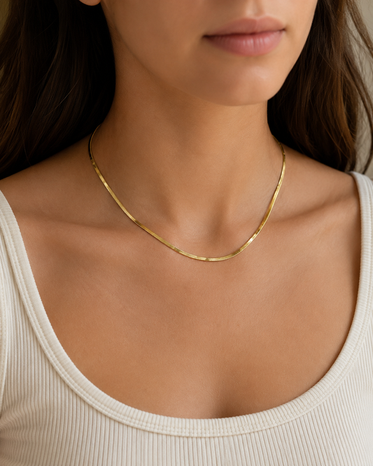 Sterling Silver 14k Gold Plated Herringbone Chain 20”