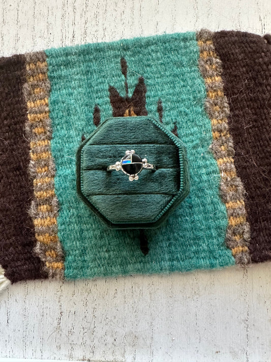 Handcrafted Sterling Silver & Multi Stone Inlay Ring Size 6