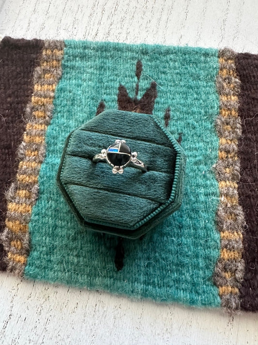 Handcrafted Sterling Silver & Multi Stone Inlay Ring Size 6