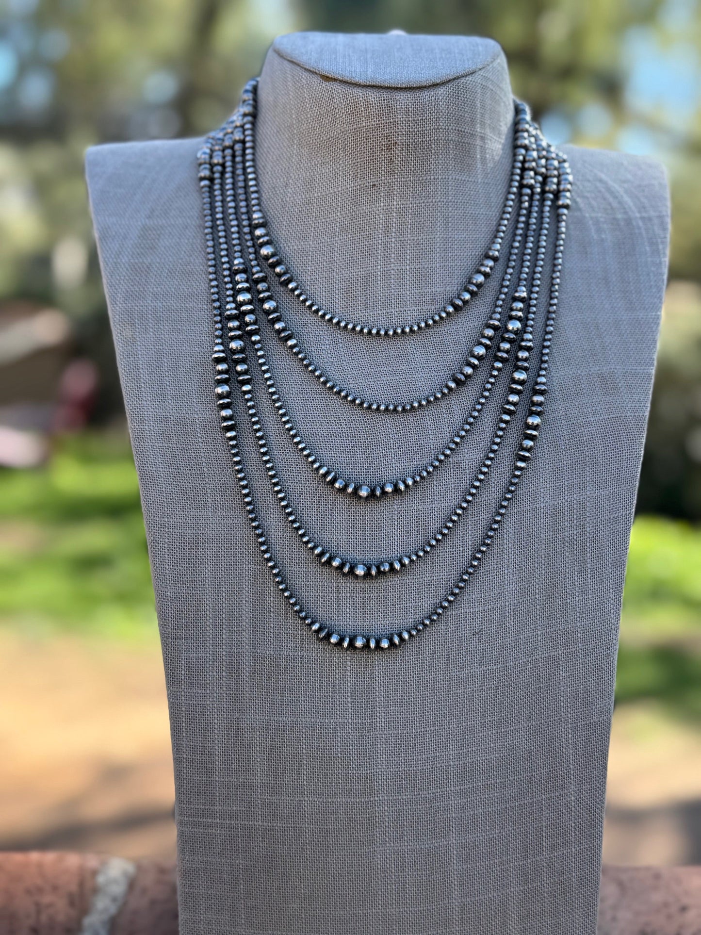 Handcrafted Sterling Silver Pearl 3-6mm Beaded Necklace