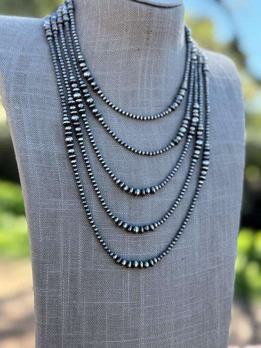 Handcrafted Sterling Silver Pearl 3-6mm Beaded Necklace