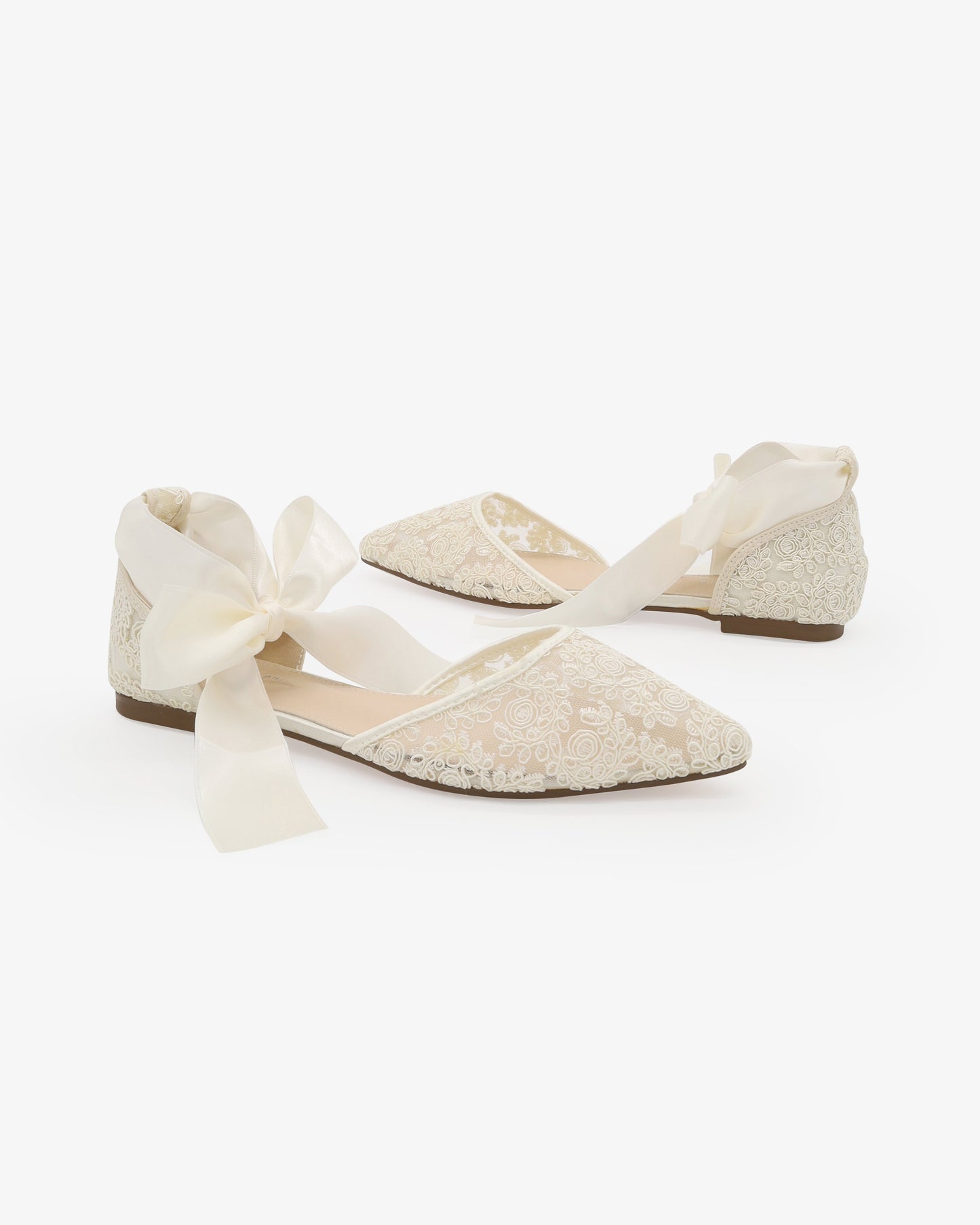 Crochet Lace Pointy Toe with Ankle Tie or Ballerina Lace Up
