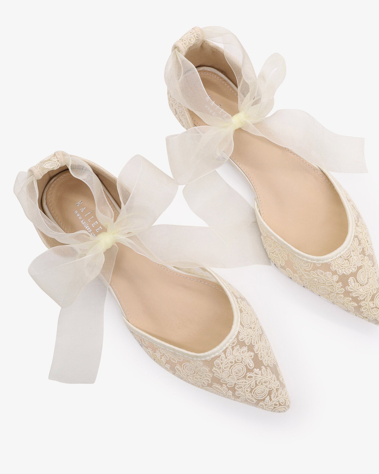 Crochet Lace Pointy Toe with Ankle Tie or Ballerina Lace Up