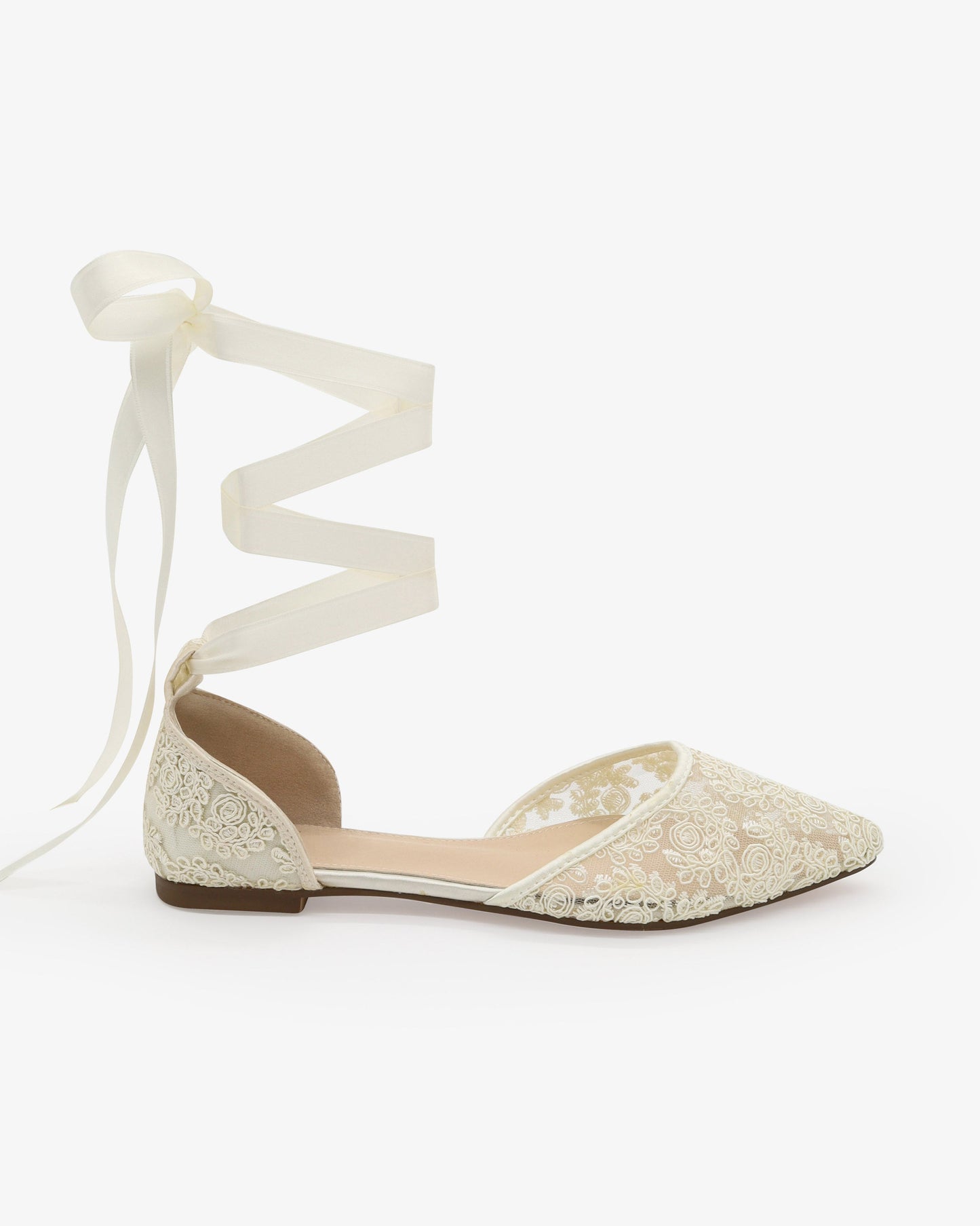 Crochet Lace Pointy Toe with Ankle Tie or Ballerina Lace Up