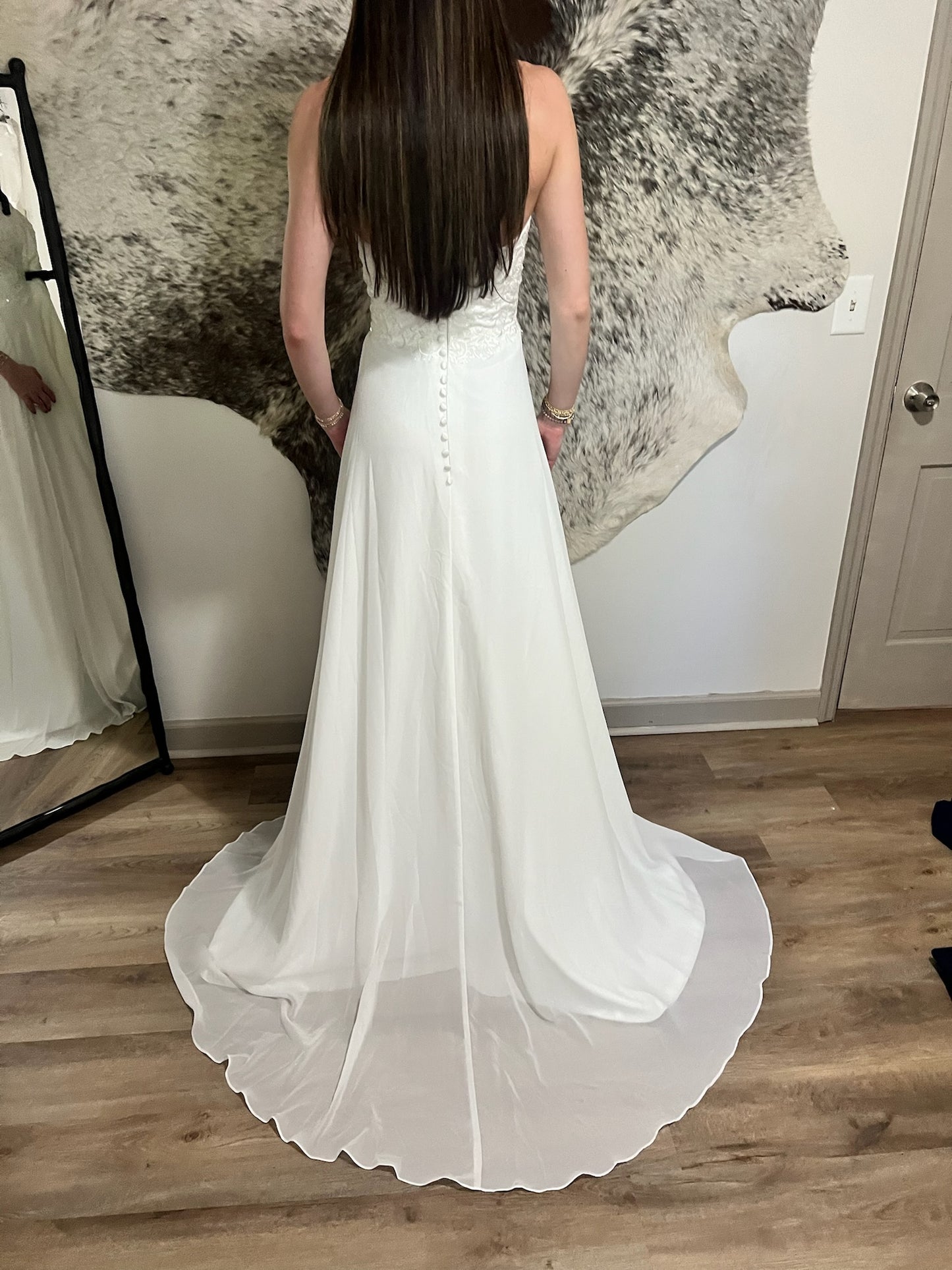 The Katie Gown – Sleeveless Embroidered Aline Gown with Detachable Sleeves