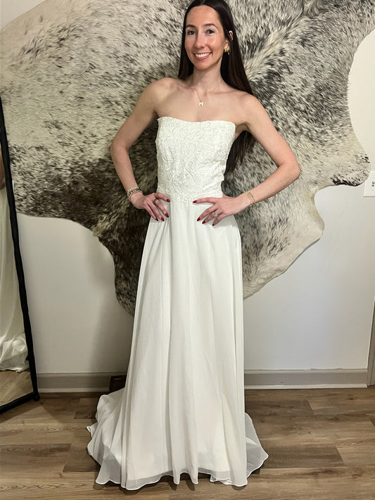 The Katie Gown – Sleeveless Embroidered Aline Gown with Detachable Sleeves