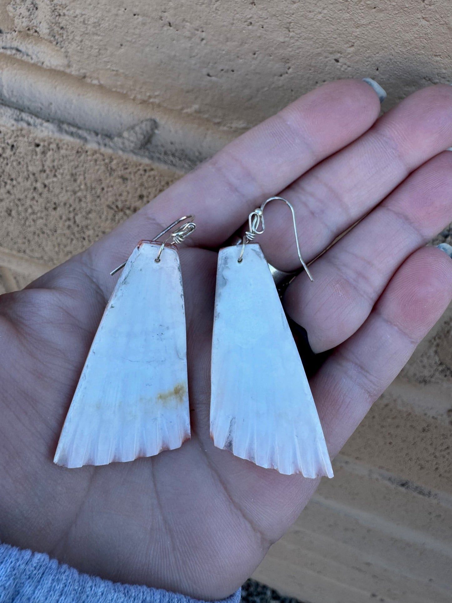 Handcrafted Multi Stone Inlay & Shell Dangle Earrings