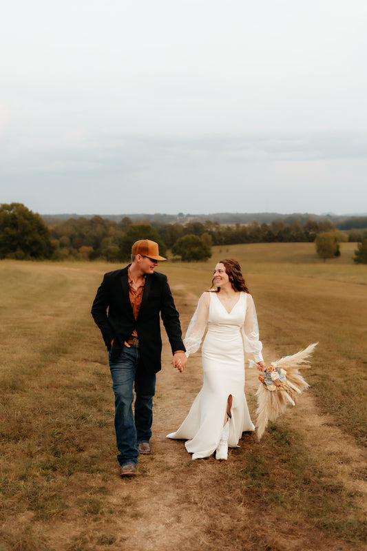 The Cindy Gown, Mini Dress and Overskirt Set