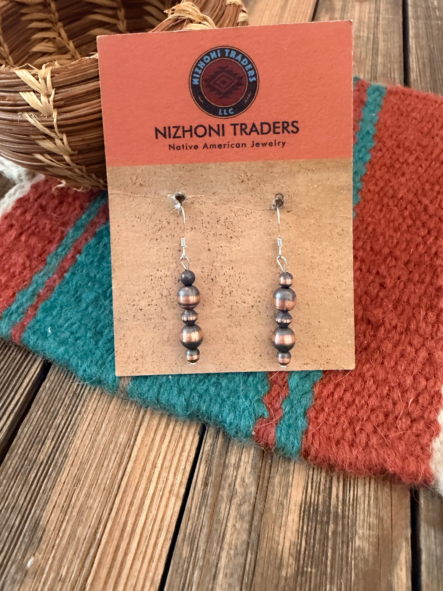 Handcrafted Copper Beaded Dangle Earrings