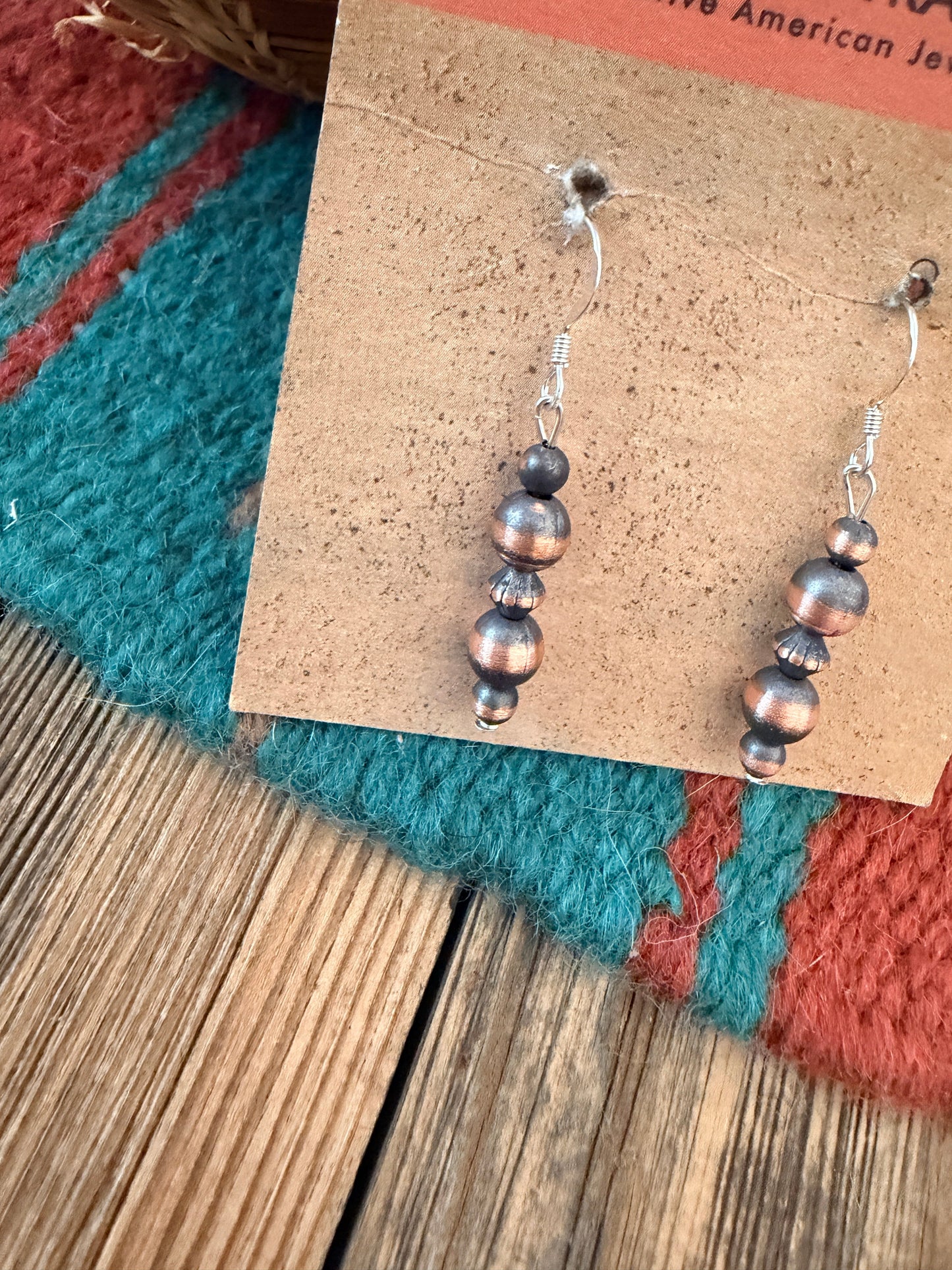 Handcrafted Copper Beaded Dangle Earrings