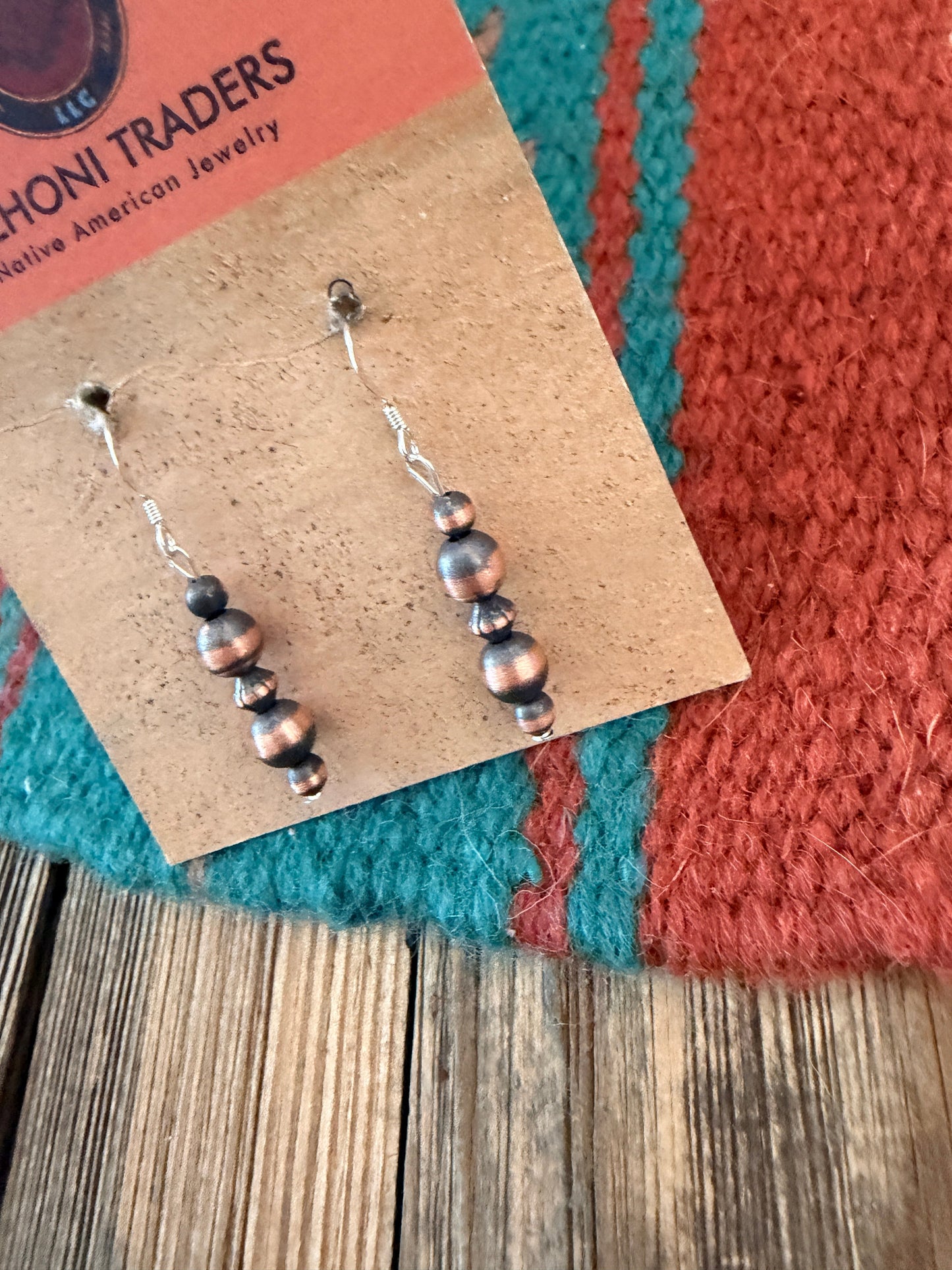 Handcrafted Copper Beaded Dangle Earrings