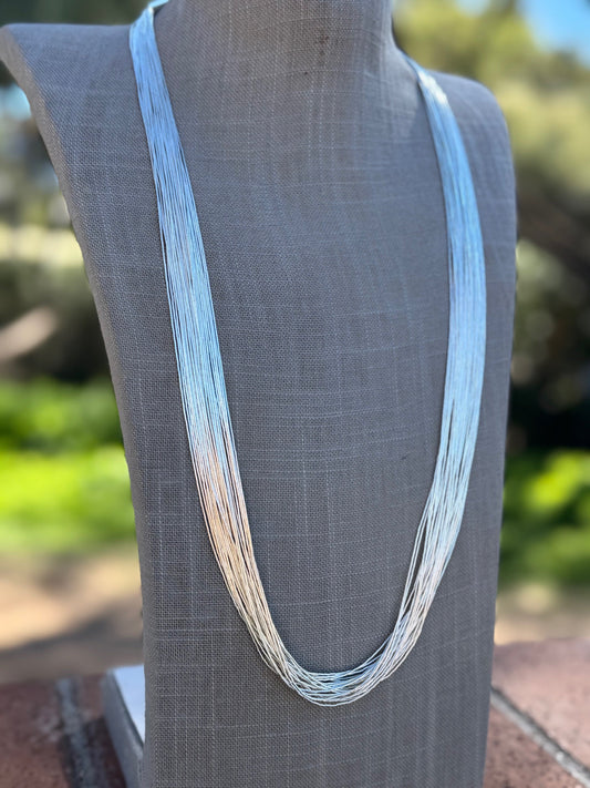 Handmade Liquid Silver Sterling Silver 30 Strand Necklace 30"