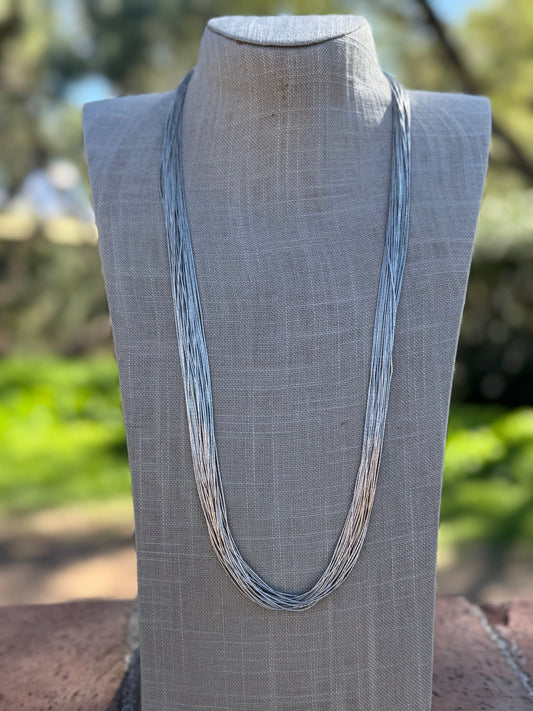 Handmade Liquid Silver Sterling Silver 30 Strand Necklace 30"