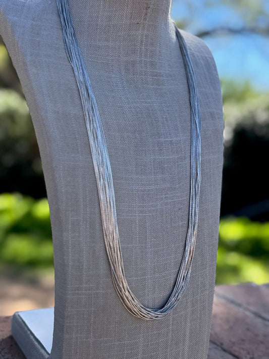 Handmade Liquid Silver Sterling Silver 20 Strand Necklace 24"