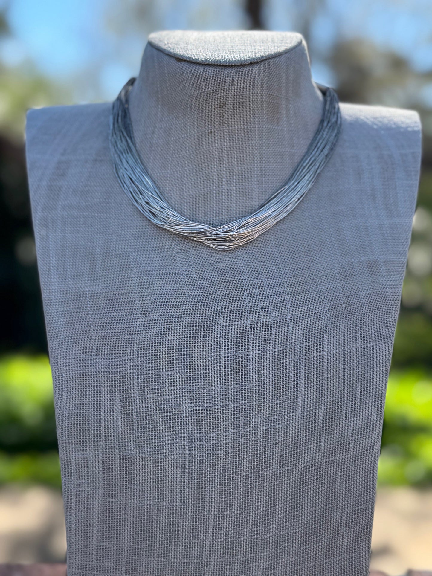 Handmade Liquid Silver Sterling Silver 50 Strand Necklace 16"