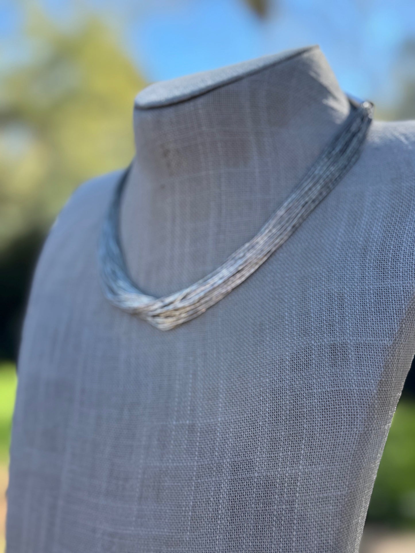 Handmade Liquid Silver Sterling Silver 50 Strand Necklace 16"