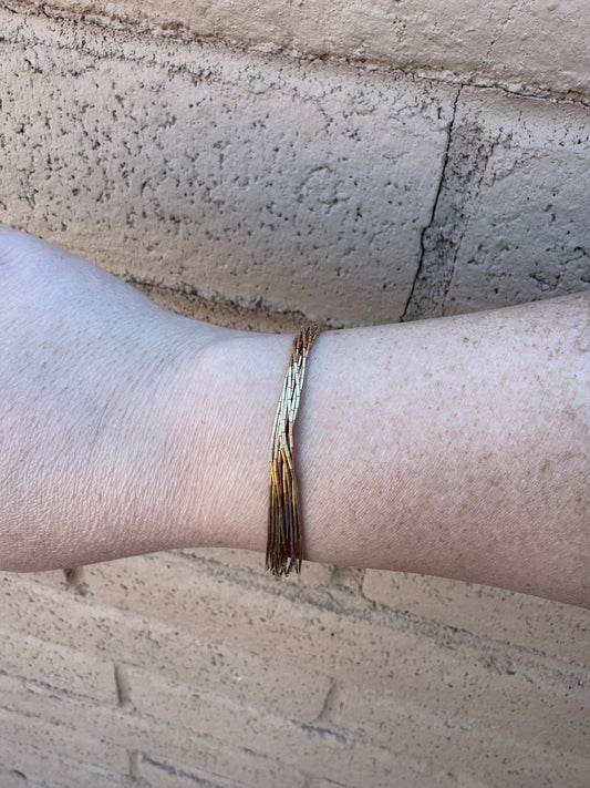 Handmade Liquid Gold 10 Strand Bracelet 7"