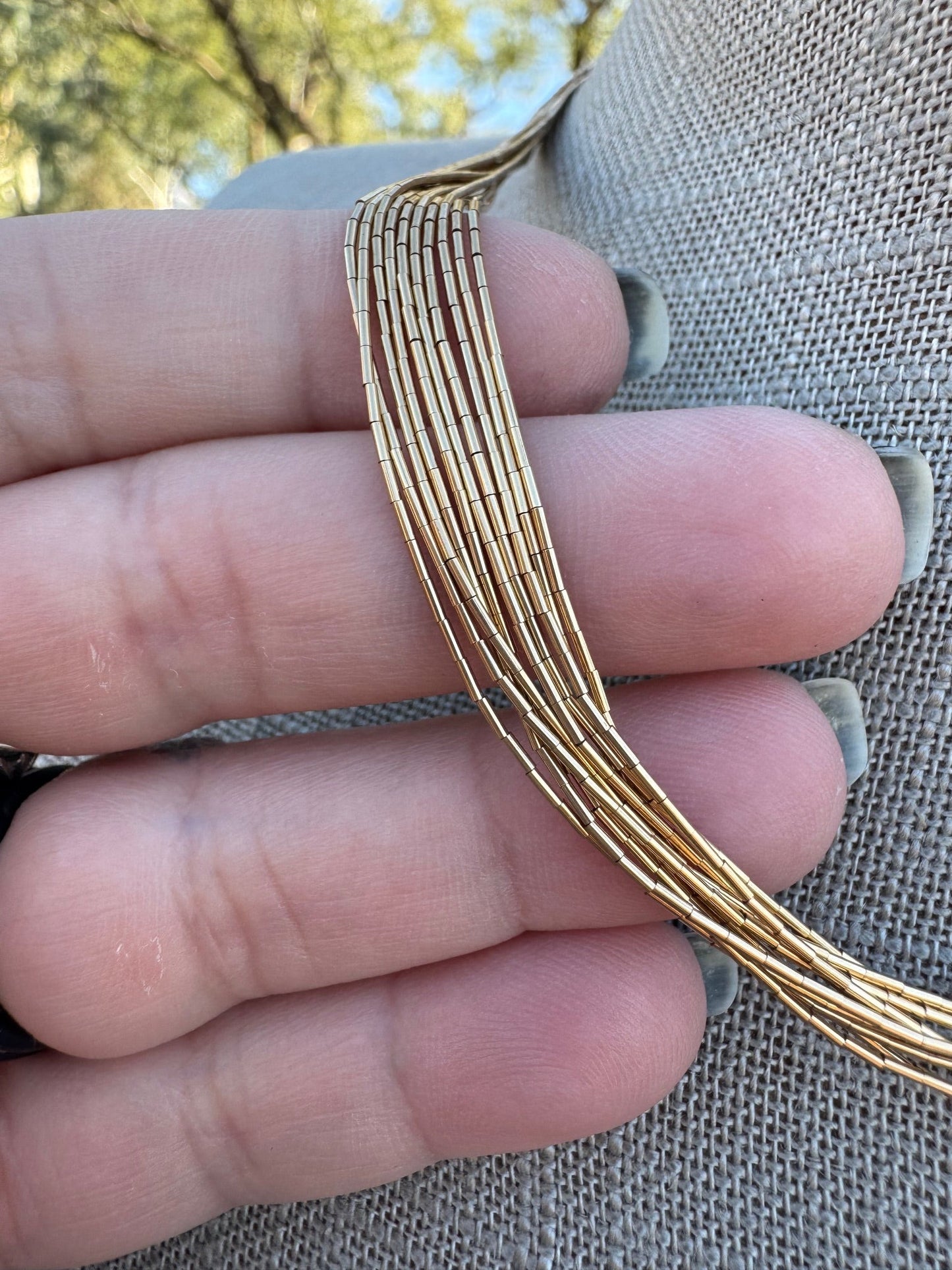 Handmade Liquid Gold 10 Strand Necklace 16"