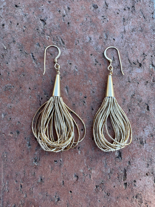 Handmade Liquid Gold 20 Strand Wire Earrings