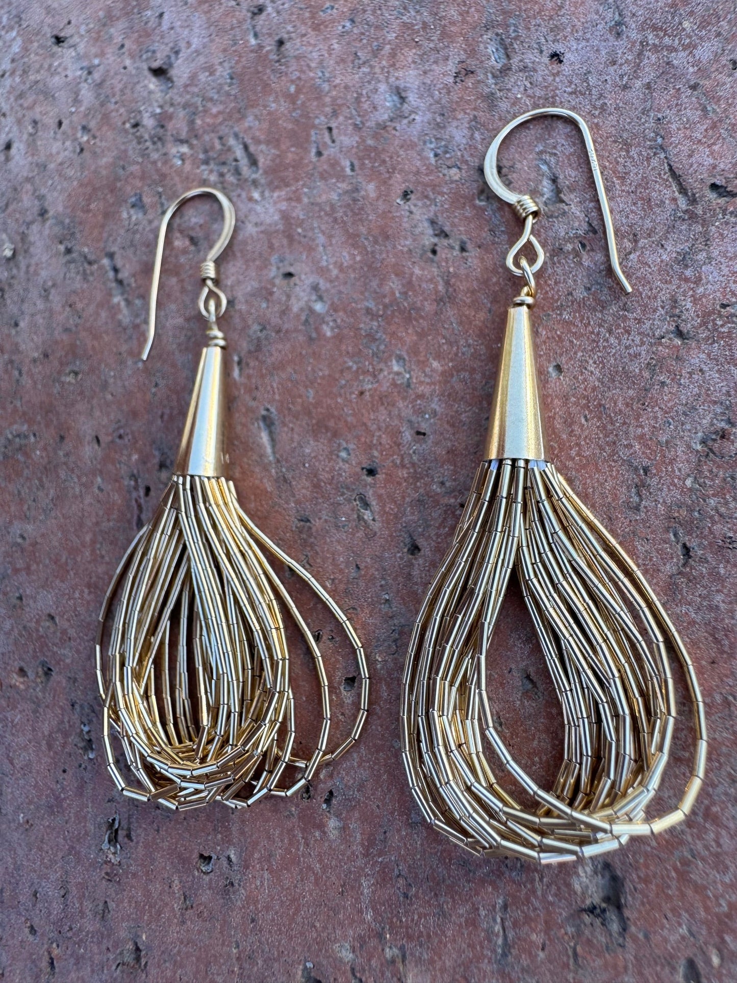 Handmade Liquid Gold 20 Strand Wire Earrings