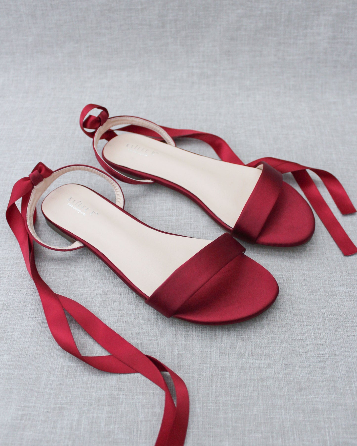 Satin Flat Sandal with Ballerina Lace Up