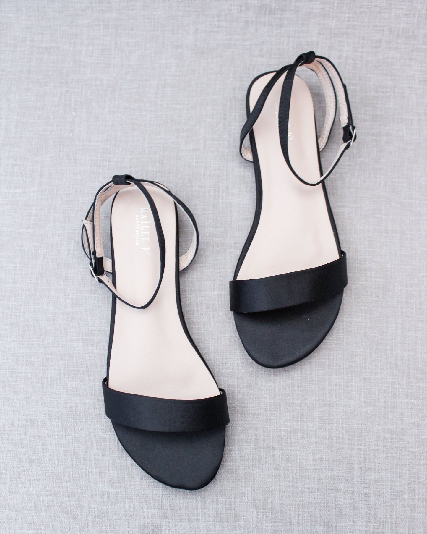 Girls Satin Flat Sandal with Ankle Strap