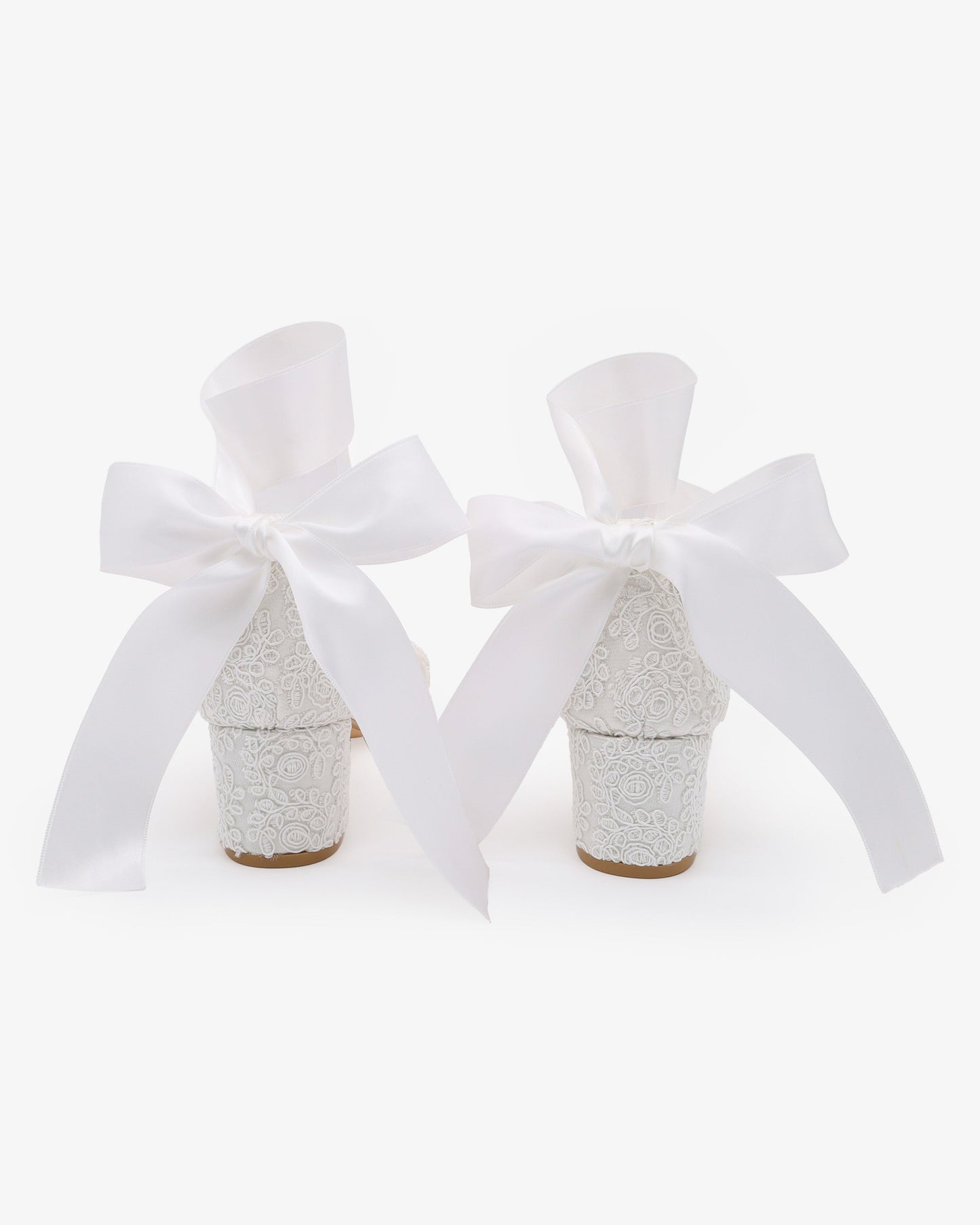Crochet Lace Block Heel Wedding Sandals with Wrapped Ankle Tie
