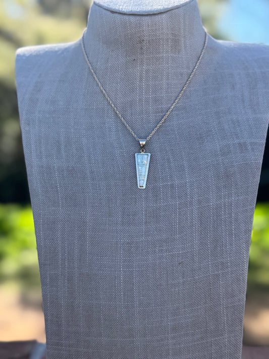 Handmade Gold Filled Over Sterling Silver & Opal Inlay Pendant Necklace 16"